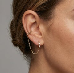 Linked Dots 14K (or 18k upon request) Yellow Gold Double Hoop Chain Earrings