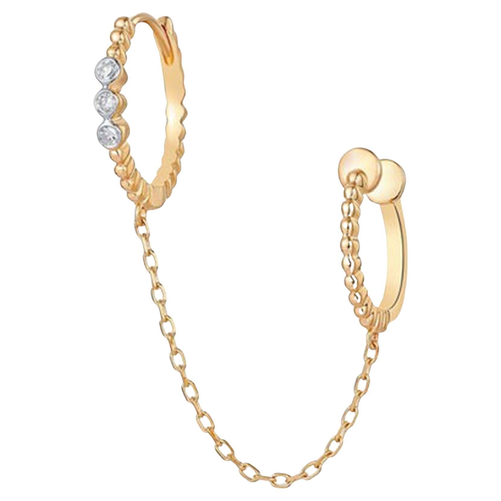 Linked Dots 14K (or 18k upon request) Yellow Gold Double Hoop Chain Earrings For Sale