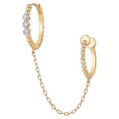 Linked Dots 14K (or 18k upon request) Yellow Gold Double Hoop Chain Earrings
