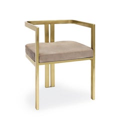 Linkin  Armchair in Satinated Gold Finish with Velvet Seat