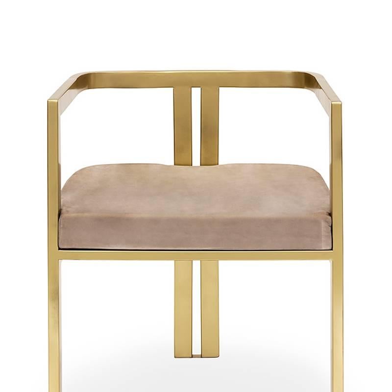 Gilt Linkin  Armchair in Satinated Gold Finish with Velvet Seat For Sale