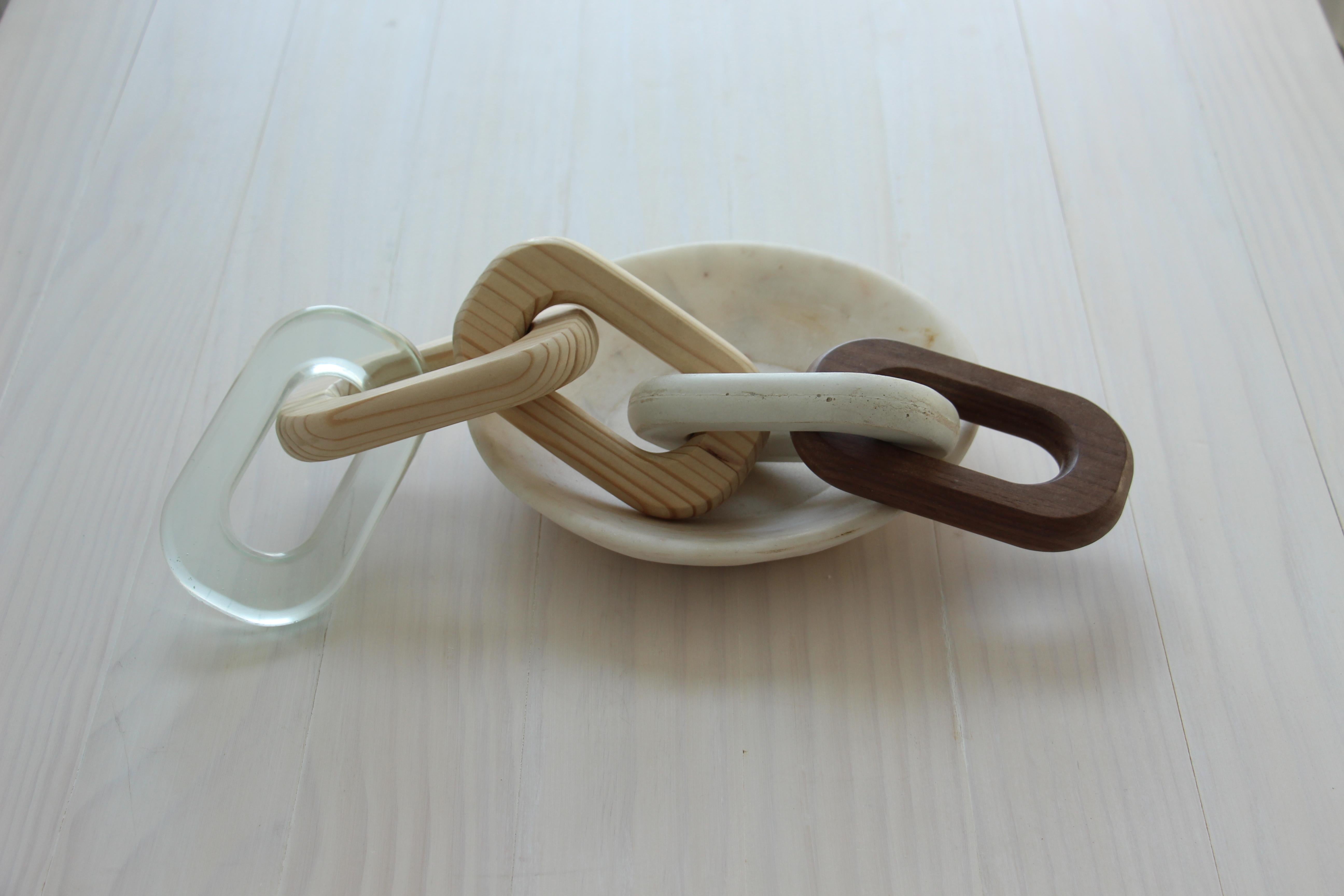 American Links Decorative Chain Sculpture in Walnut, Fir, Concrete and Resin - In Stock For Sale