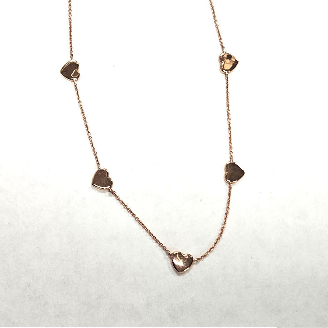 Taille ronde Links of London Collier à station en or rose 14k et diamants en forme de cœur en vente