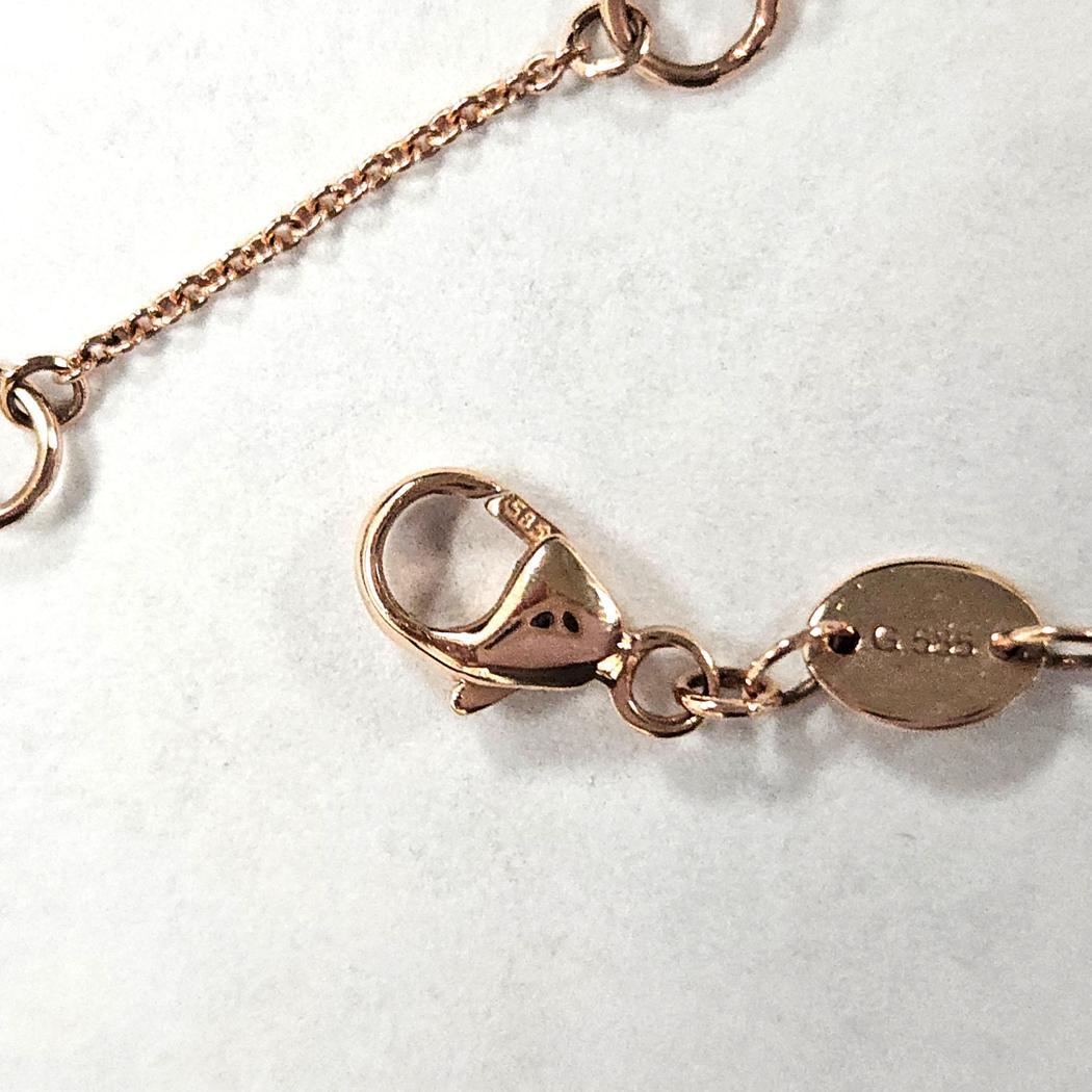 Links of London Collier à station en or rose 14k et diamants en forme de cœur Excellent état - En vente à North Miami, FL