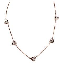 Links of London Collier à station en or rose 14k et diamants en forme de cœur