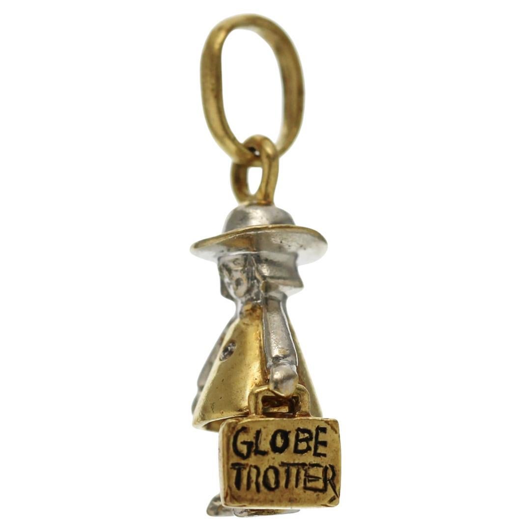 LINKS OF LONDON 18K Yellow & White Diamond Globe Trotter Pendant Charm » U412