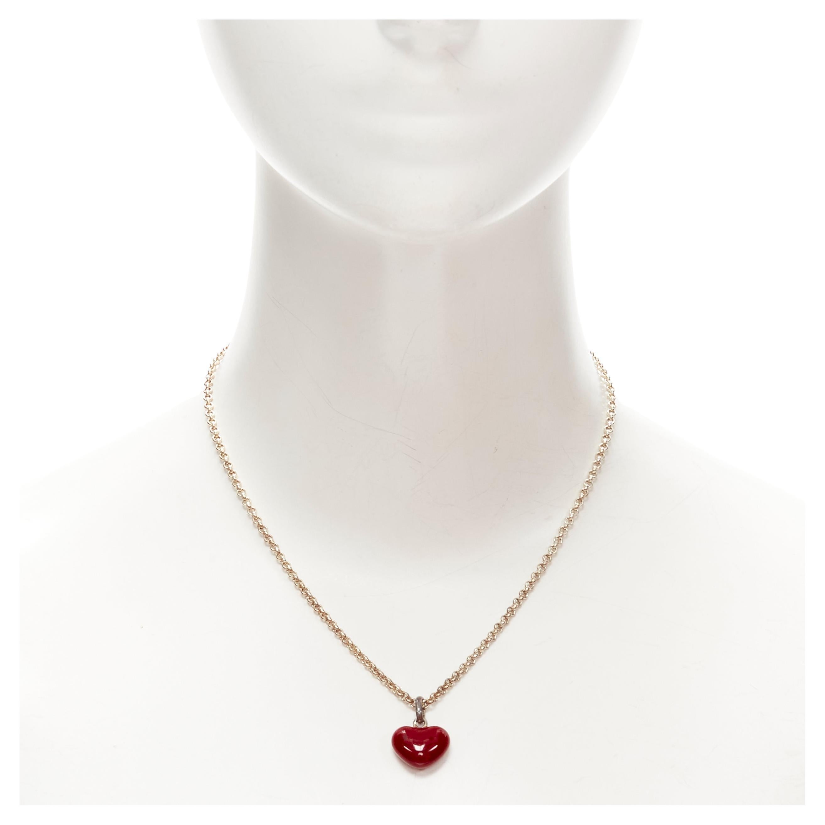 LINKS OF LONDON 925 silver red heart charm pendant chain necklace