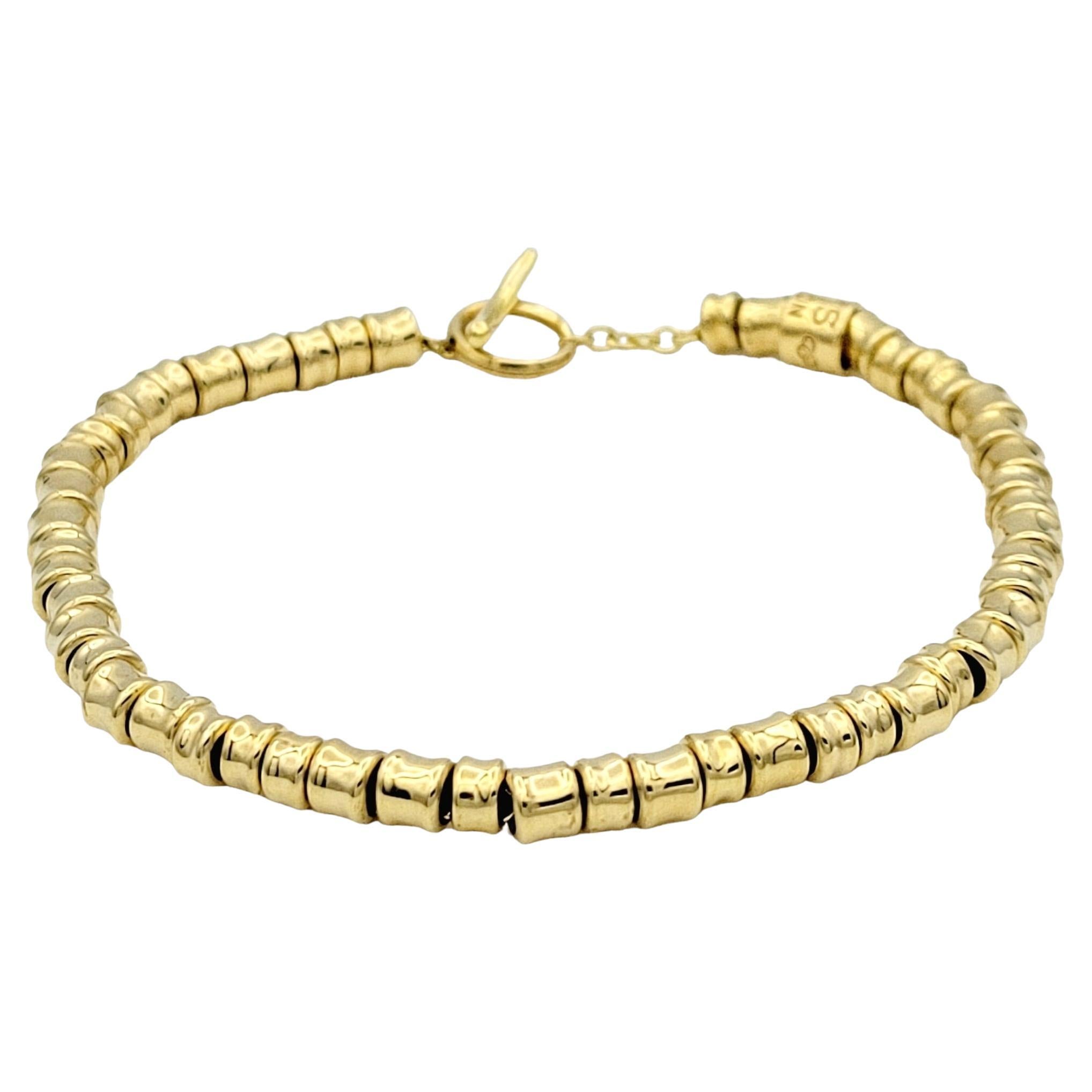 Links of London Allsorts Tube Bead Bracelet in Polished 18 Karat Yellow Gold  For Sale