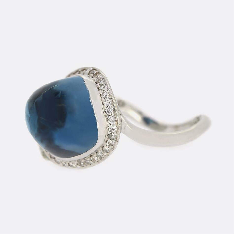 Cabochon Links Of London Blue Topaz and Diamond Ring