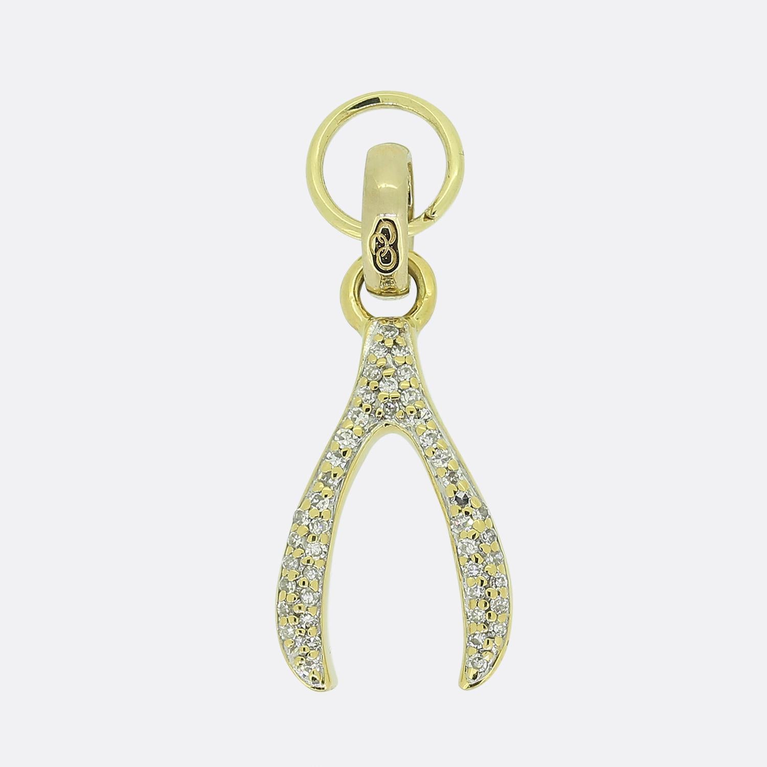 Links of London Diamond Wishbone Charm Pendant