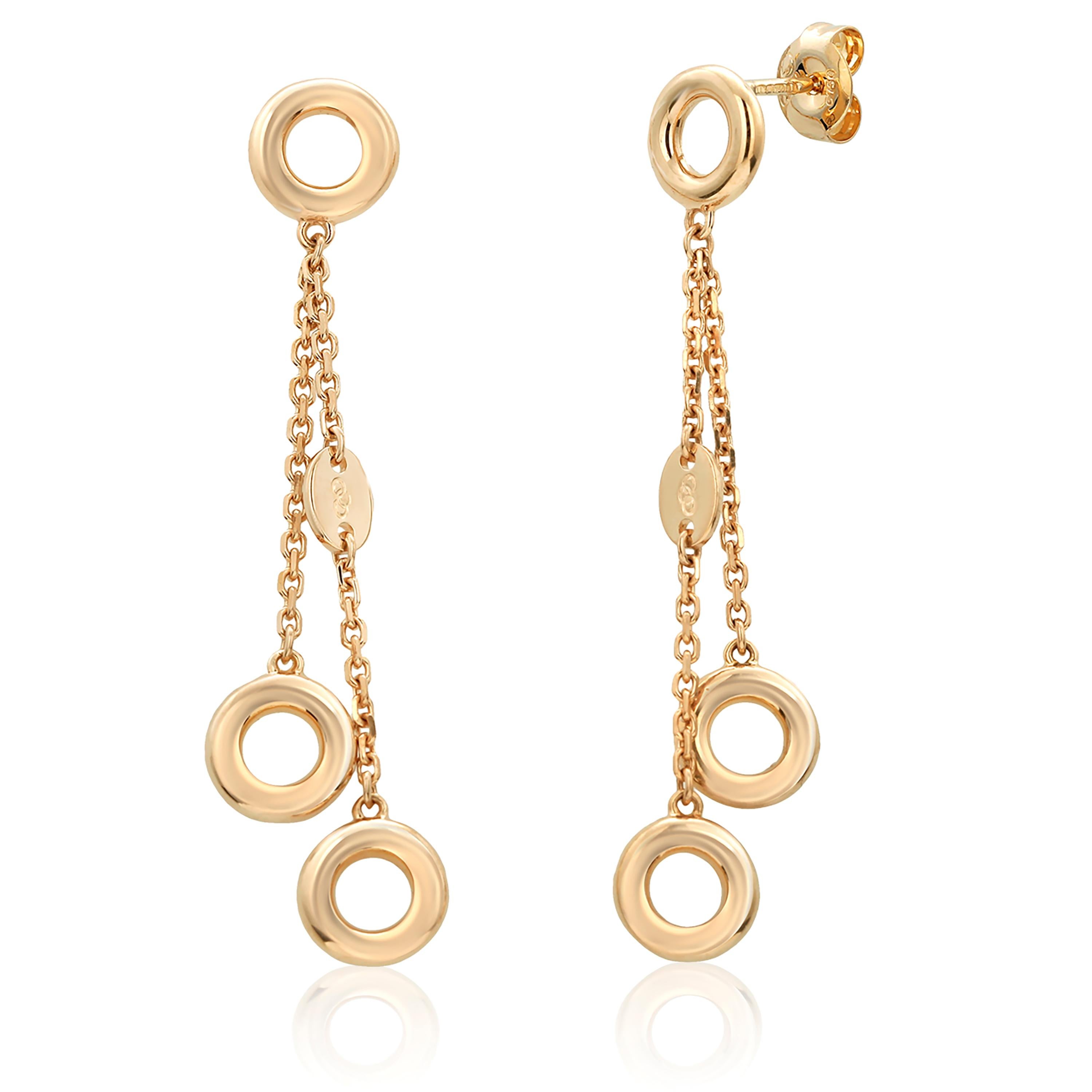 Contemporary Links of London Chains suspending Circles Eighteen Karat Gold Dangle Earrings