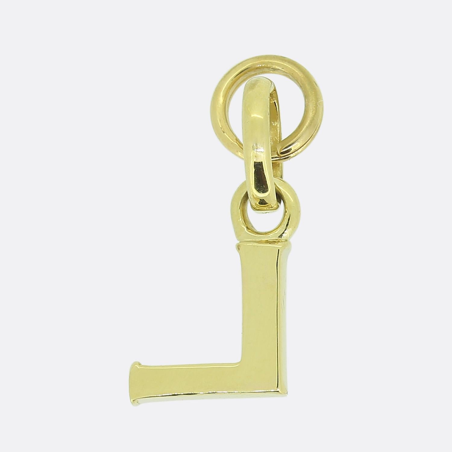 Here we have an 18ct yellow gold charm from the world-renowned (now retired) British jewellery designer, Links of London. This particular piece has been crafted into the shape of the letter 'L' and presents a plain polished finish. Due to its size
