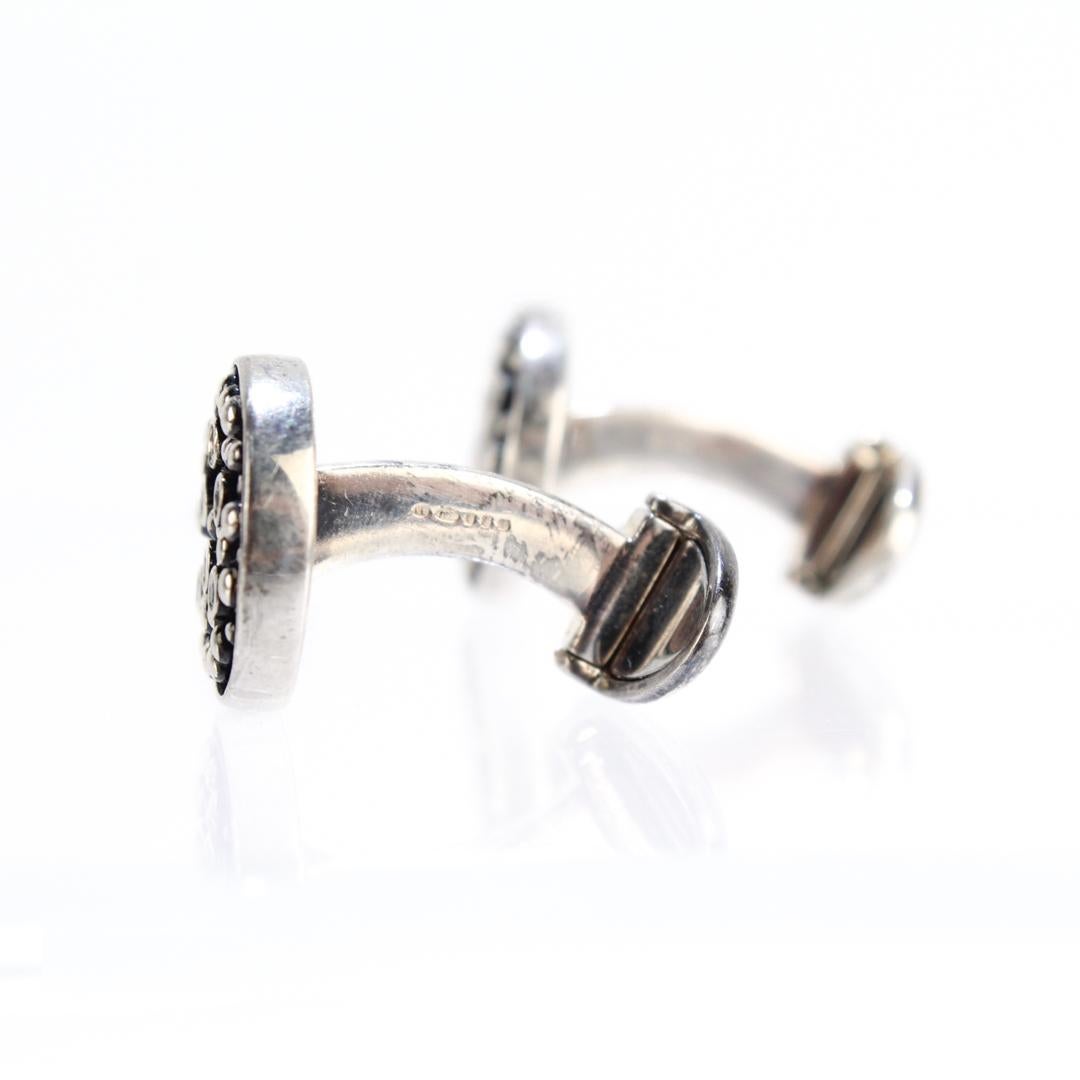 Manschettenknöpfe aus Londoner Sterlingsilber mit Perlen und schwarzen Edelsteinen im Angebot 5