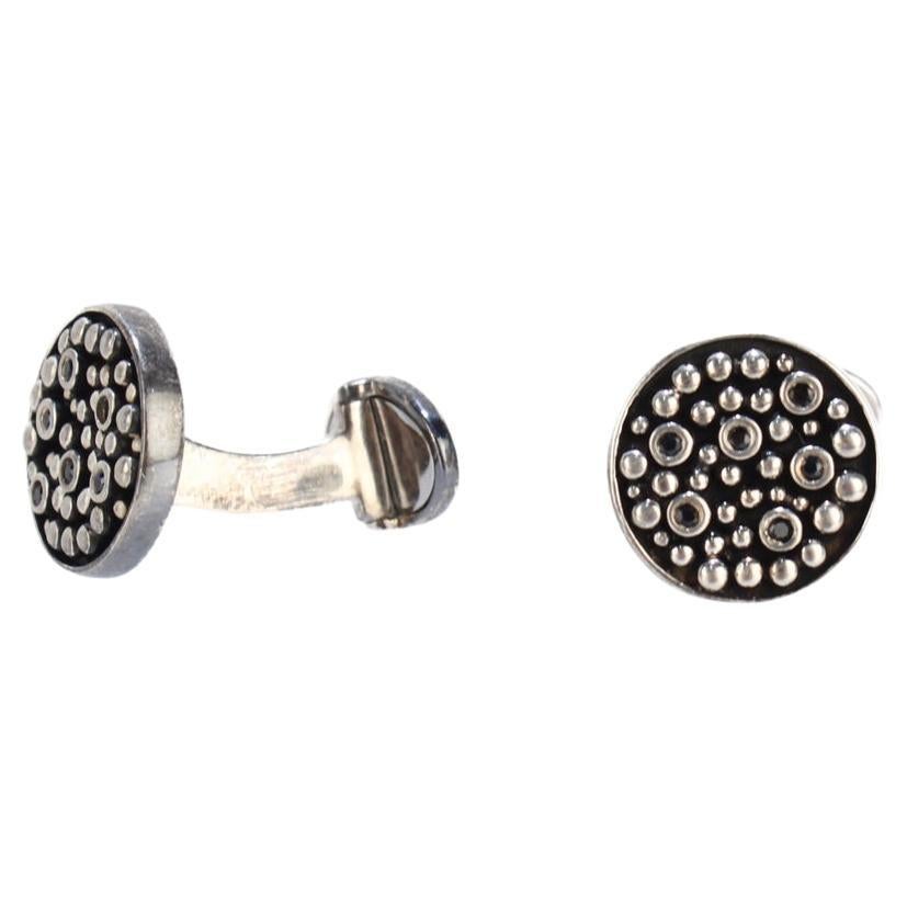 Links Of London Sterling Silver Beads & Black Gemstone Cufflinks For Sale