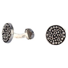 Manschettenknöpfe aus Londoner Sterlingsilber mit Perlen und schwarzen Edelsteinen
