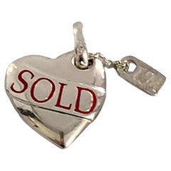 Vintage Links of London Sterling Silver Red Enamel Heart Sold 1M Charm