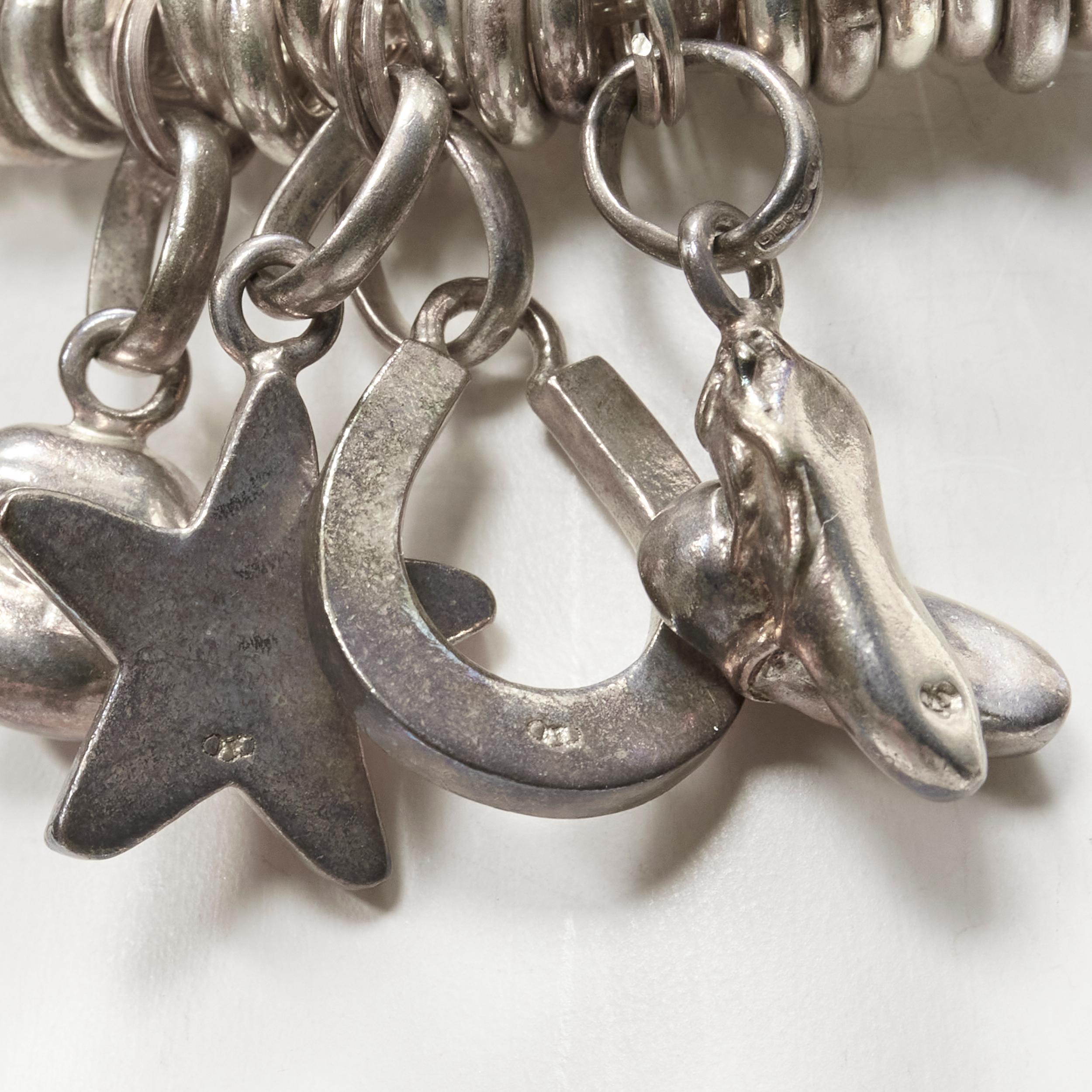 LINKS OF LONDON sterling silver star horsebit lips ballet charm bracelet In Good Condition For Sale In Hong Kong, NT