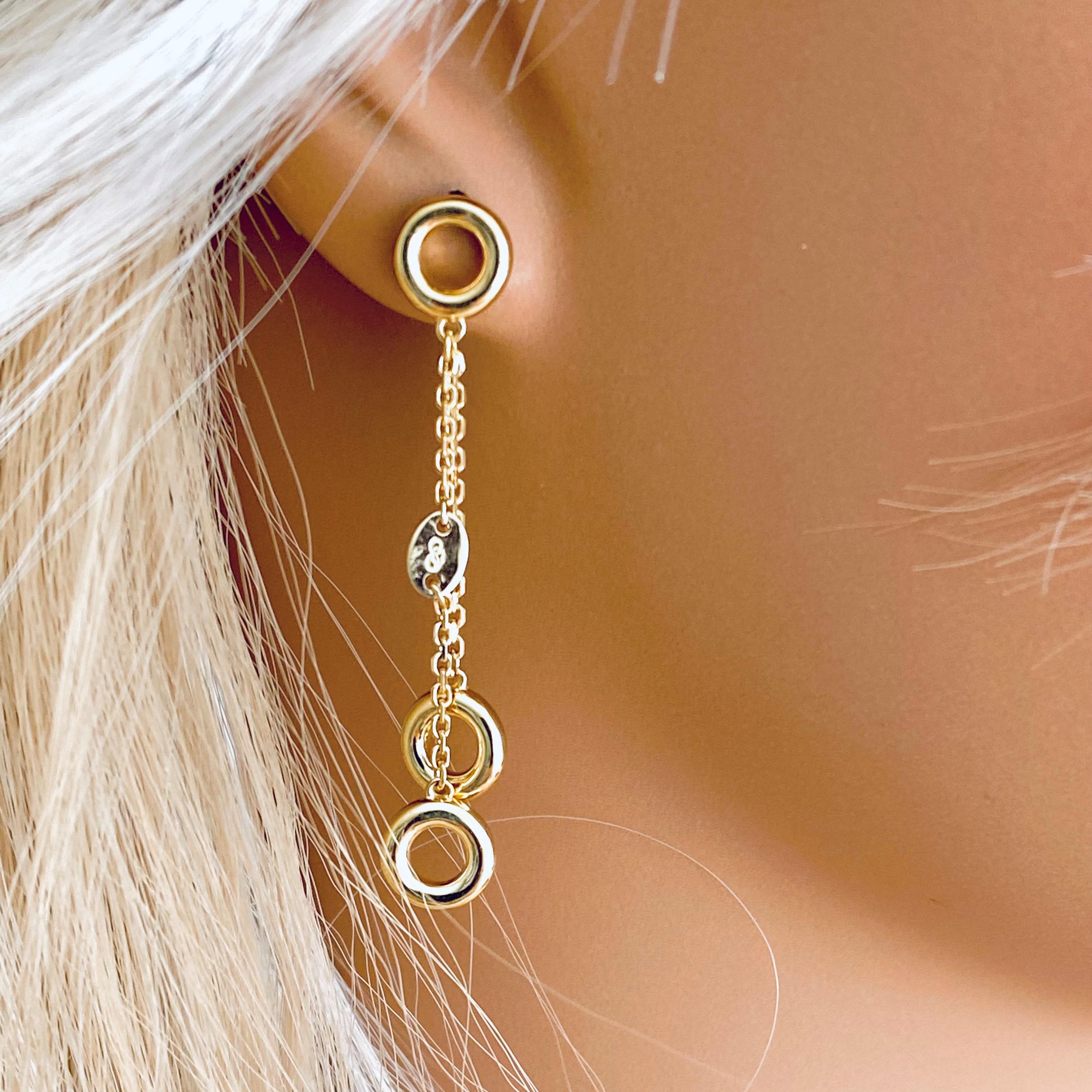 Links of London Vintage Suspending Circles 18 Karat Gold 2 Inch Long Earrings 2
