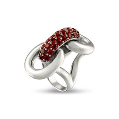 Links Ring with Red Garnet
