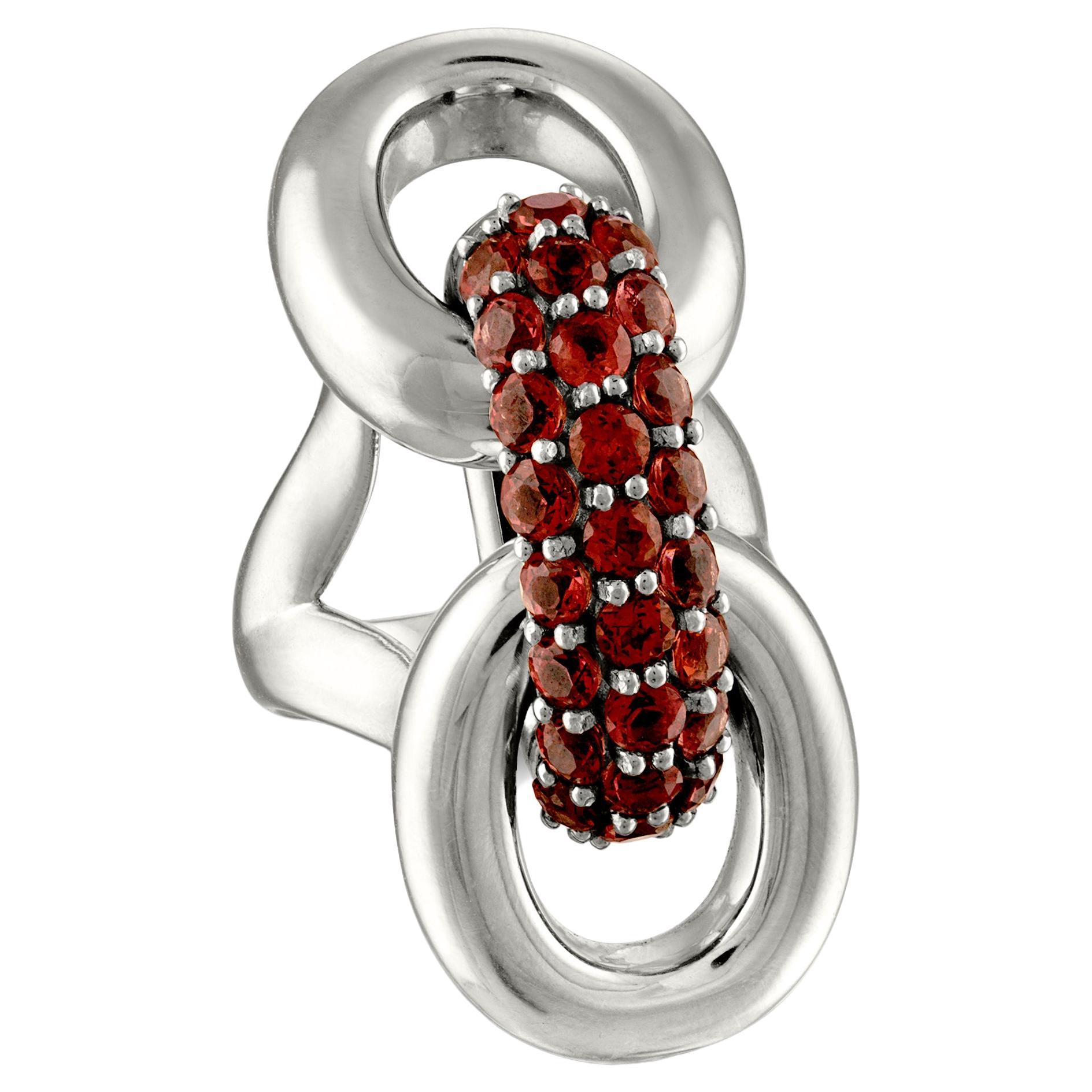 Links Ring with Red Garnet For Sale
