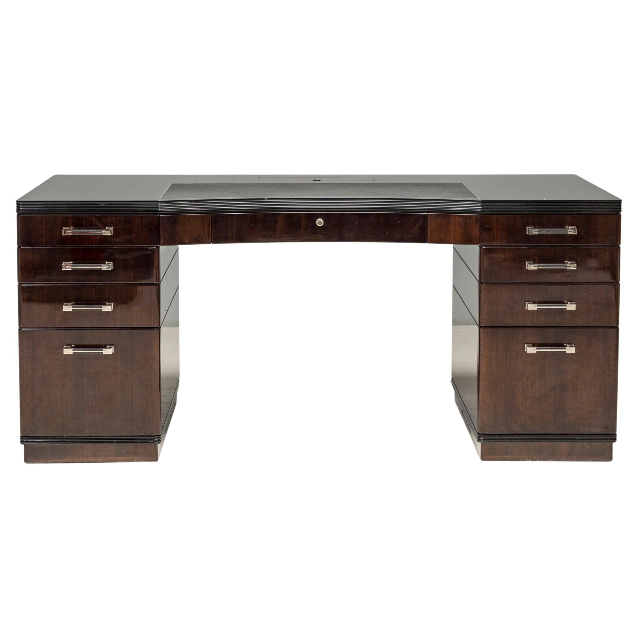 Linley Brown Wooden Executive Writing Desk For Sale