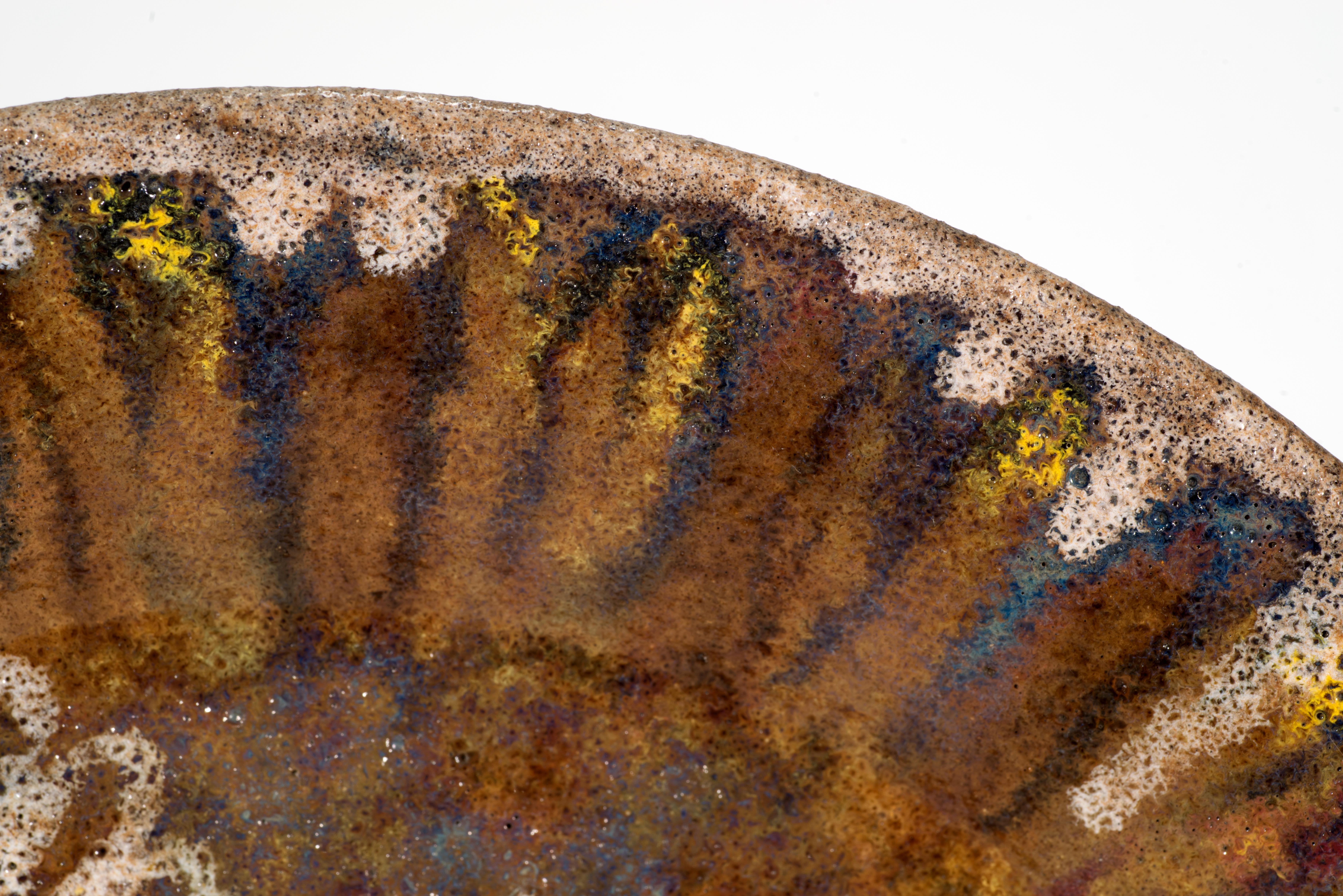 Mid-Century Modern Linn Phelan Large Ceramic Decorative Bowl, Early American Studio Pottery For Sale