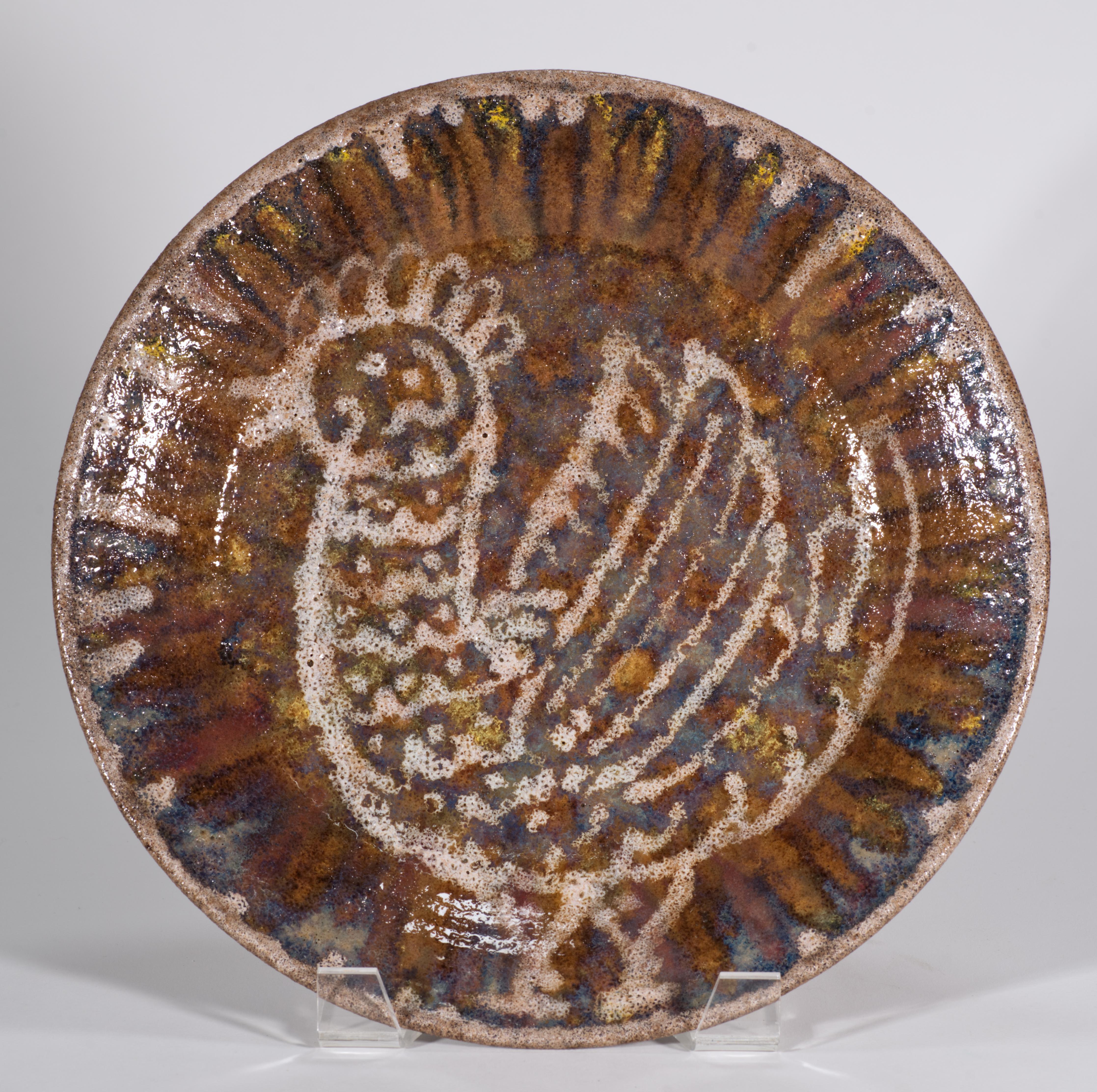 Linn Phelan Large Ceramic Decorative Bowl, Early American Studio Pottery For Sale 1
