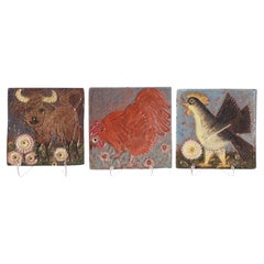 Linn Phelan Set of 3 Decorative Tiles American Studio Pottery