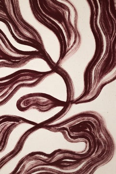 "BLOOM VI", Exposed Cotton Canvas, Abstract Floral, Botanical, Gestural, Brown