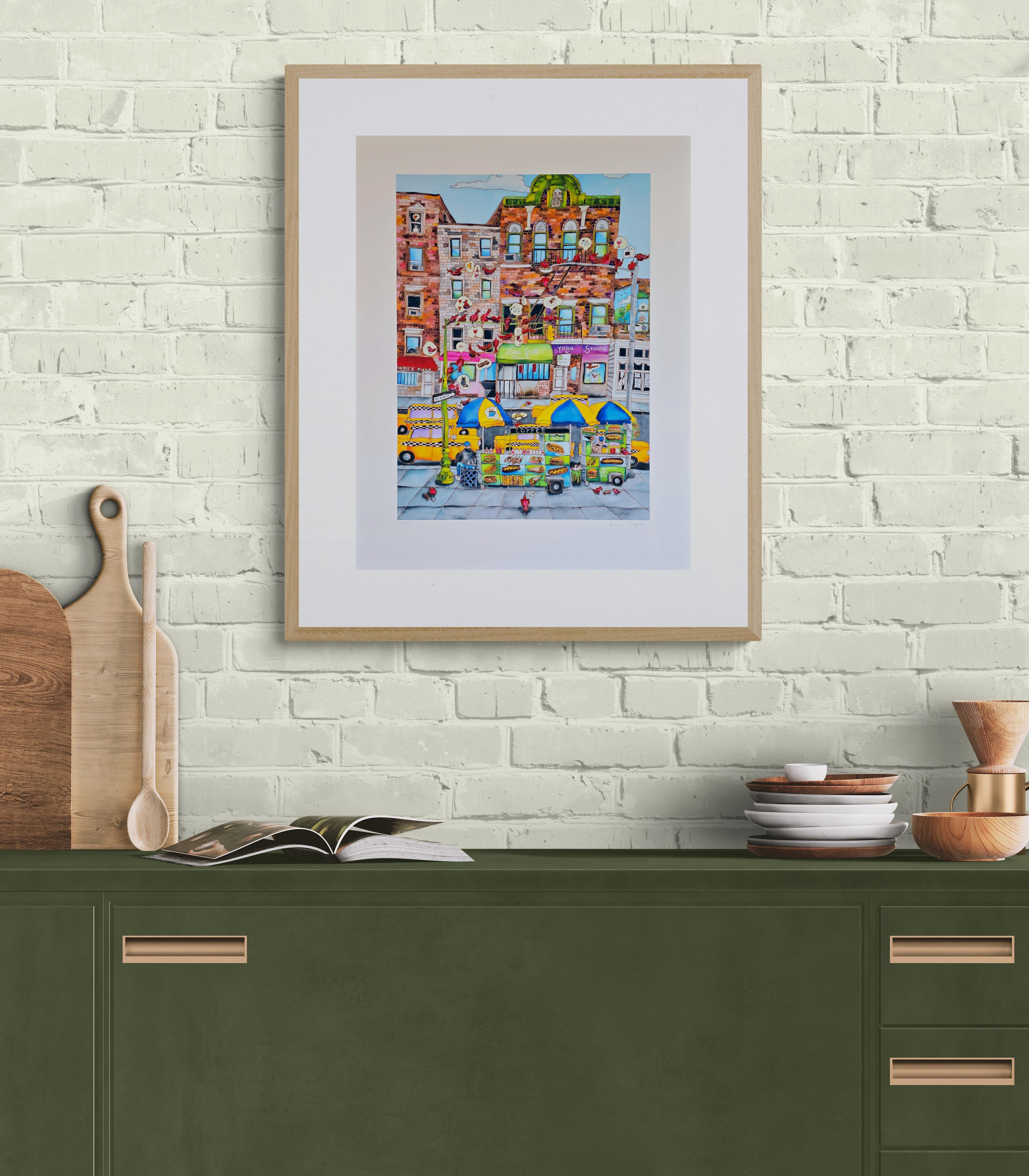 Linnea Pergola
Carritos de comida (Paisaje urbano, Icónico, James Rizzi, Divertido, Vibrante)
Giclee sobre terciopelo Hahnemuhle
Año: 2019
Tamaño: 61 x 46,7 cm (24,01 × 18,38 pulgadas)
Edición: 50
Firmado y numerado
COA proporcionado

Linnea Pergola