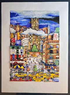 Una leggera nevicata a NYC (Cityscape, Iconic, James Rizzi, Fun, Vibrant, NYC)