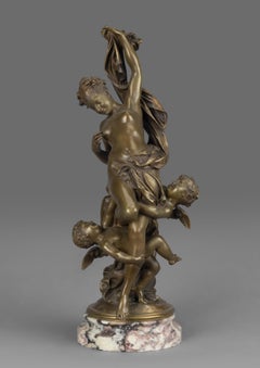 'L'innocence Tourmentée Par L'amour' A Figural Group by Luca Madrassi circa 1900