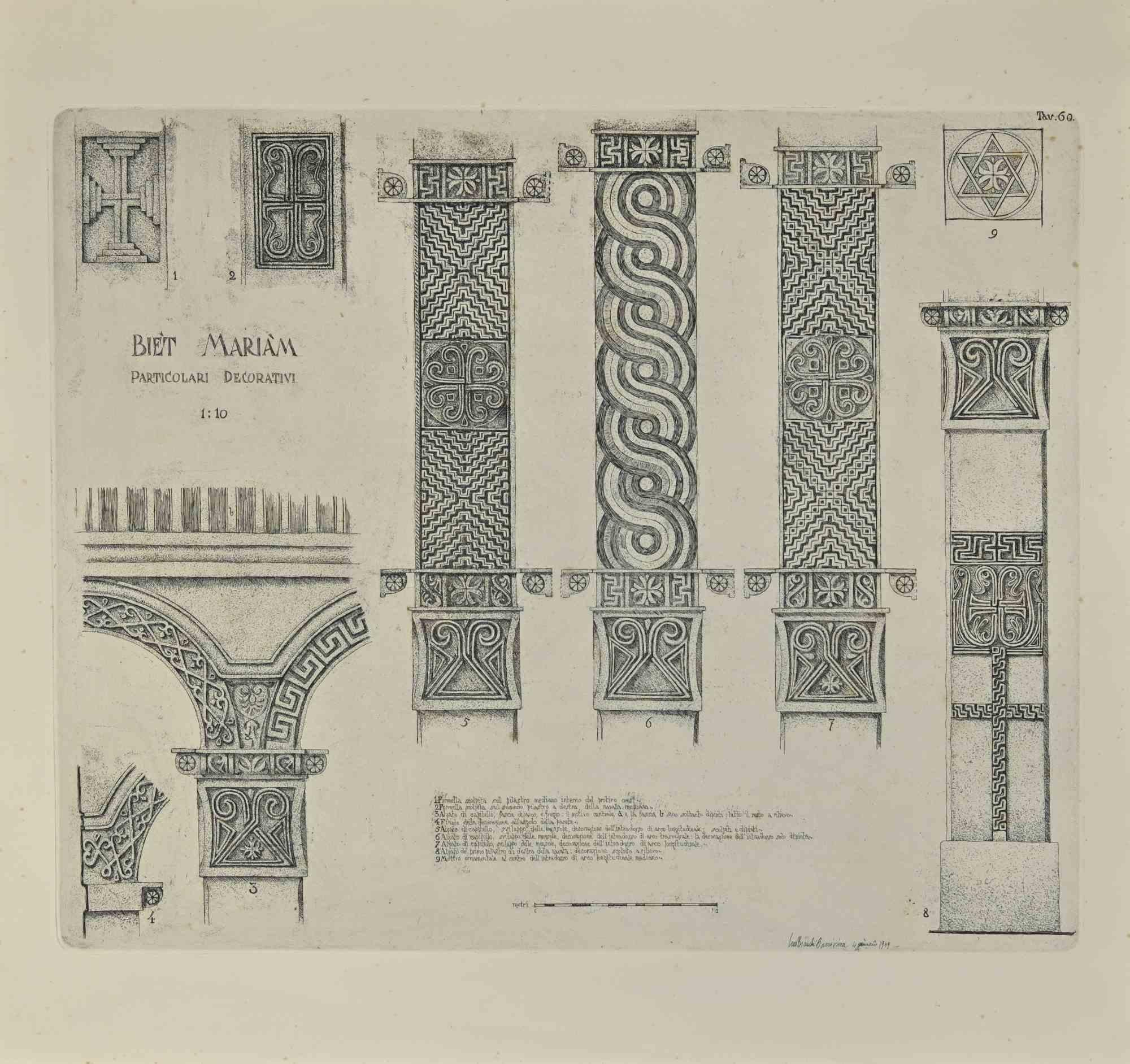 Biet Mariam is a modern artwork realized by Lino Bianchi Barriviera in the 1930s.

Black and white etching.

Signed on plate.

Plate n.60 (as reported on the higher margin).

The artwork is from the series "The monolithic churches of Lalibelà and