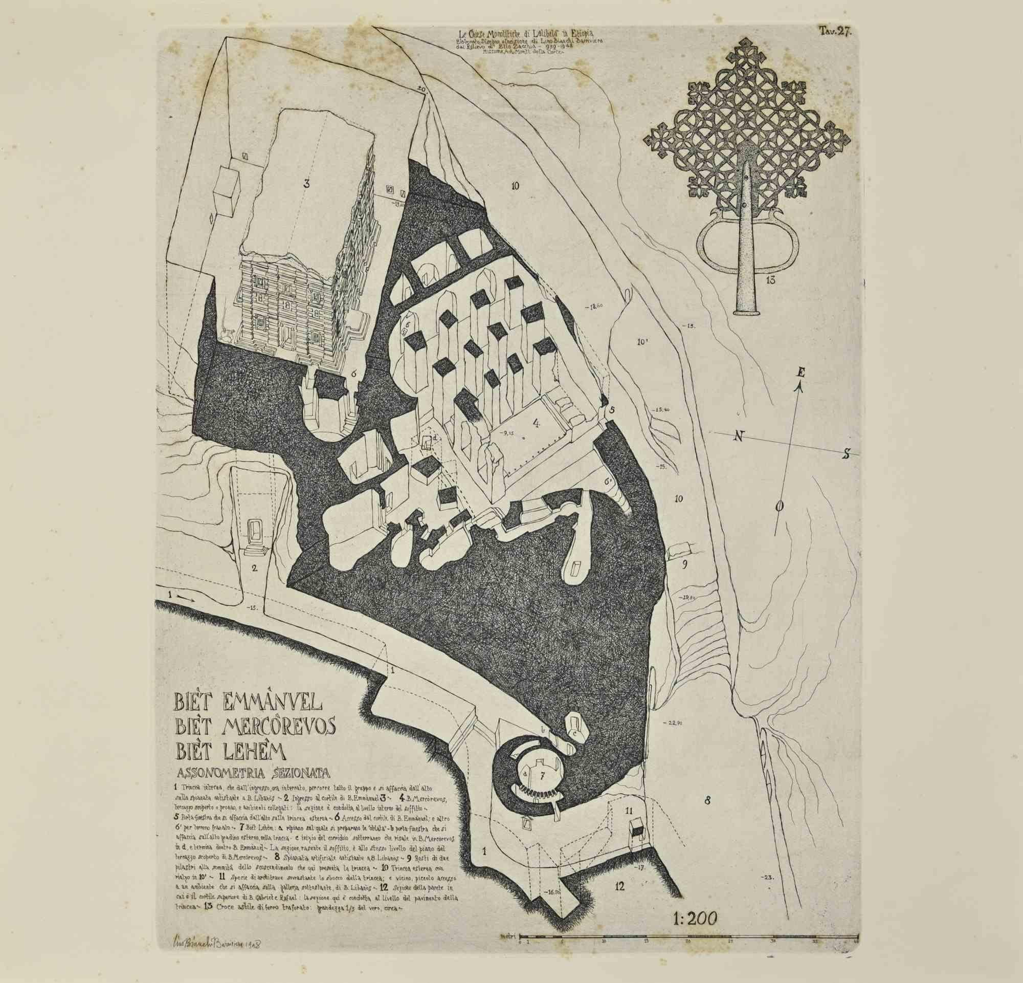 Biet Mercorevos, Biet Emmanuel... - Etching by Lino Bianchi Barriviera - 1930s