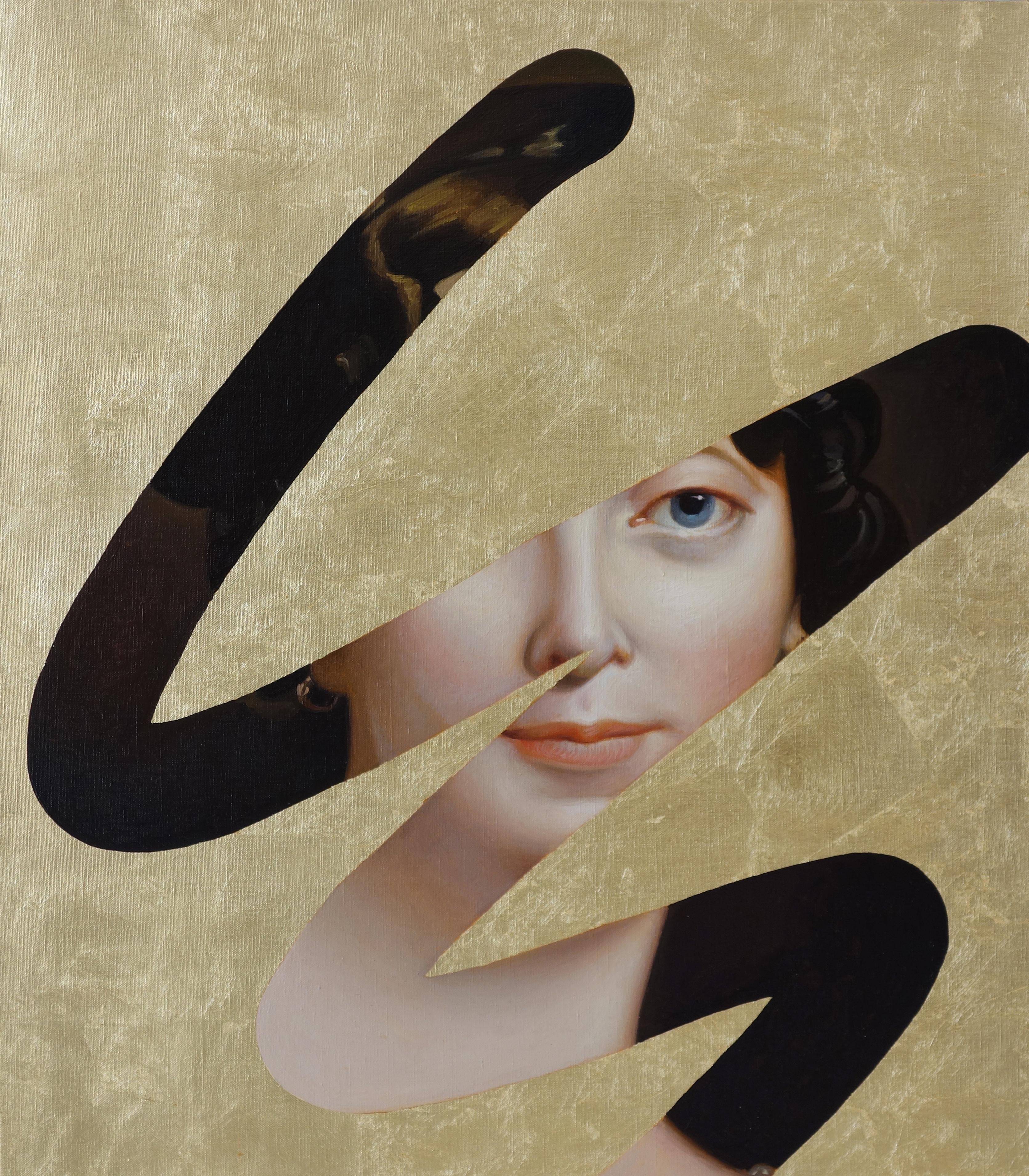 Lino Lago Abstract Painting - Fake Abstract (Gold on Ingres)