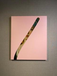 Fake abstract pink on Pietro Rotari, figurative portrait woman by Lino Lago