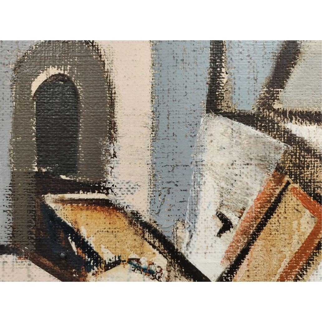 Mid-20th Century Lino Piccoli, olio su tela, Scorcio di città, Italia, anni '60/'70 For Sale