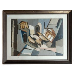 Lino Piccoli, olio su tela, Scorcio di città, Italia, anni '60/'70