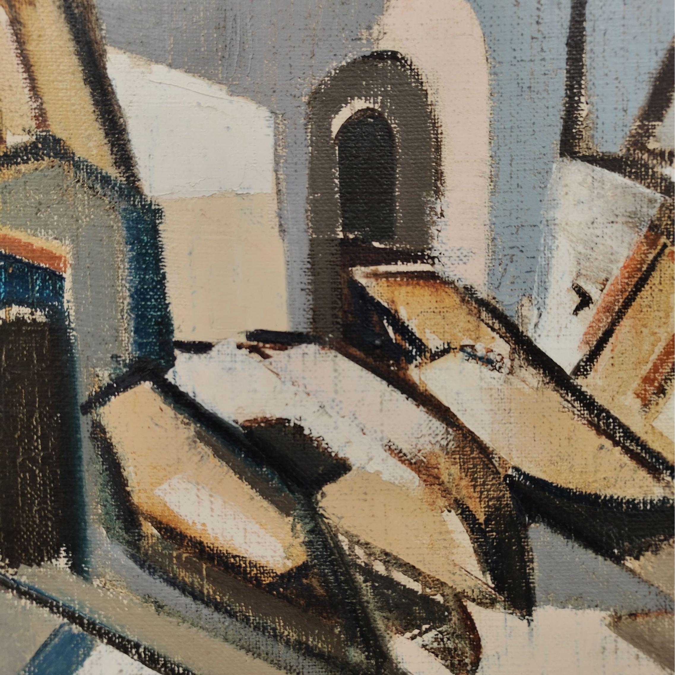 Lino Piccoli, Öl auf Leinwand, Scorcio di città, Italien, 1960er/'70er Jahre im Angebot 8