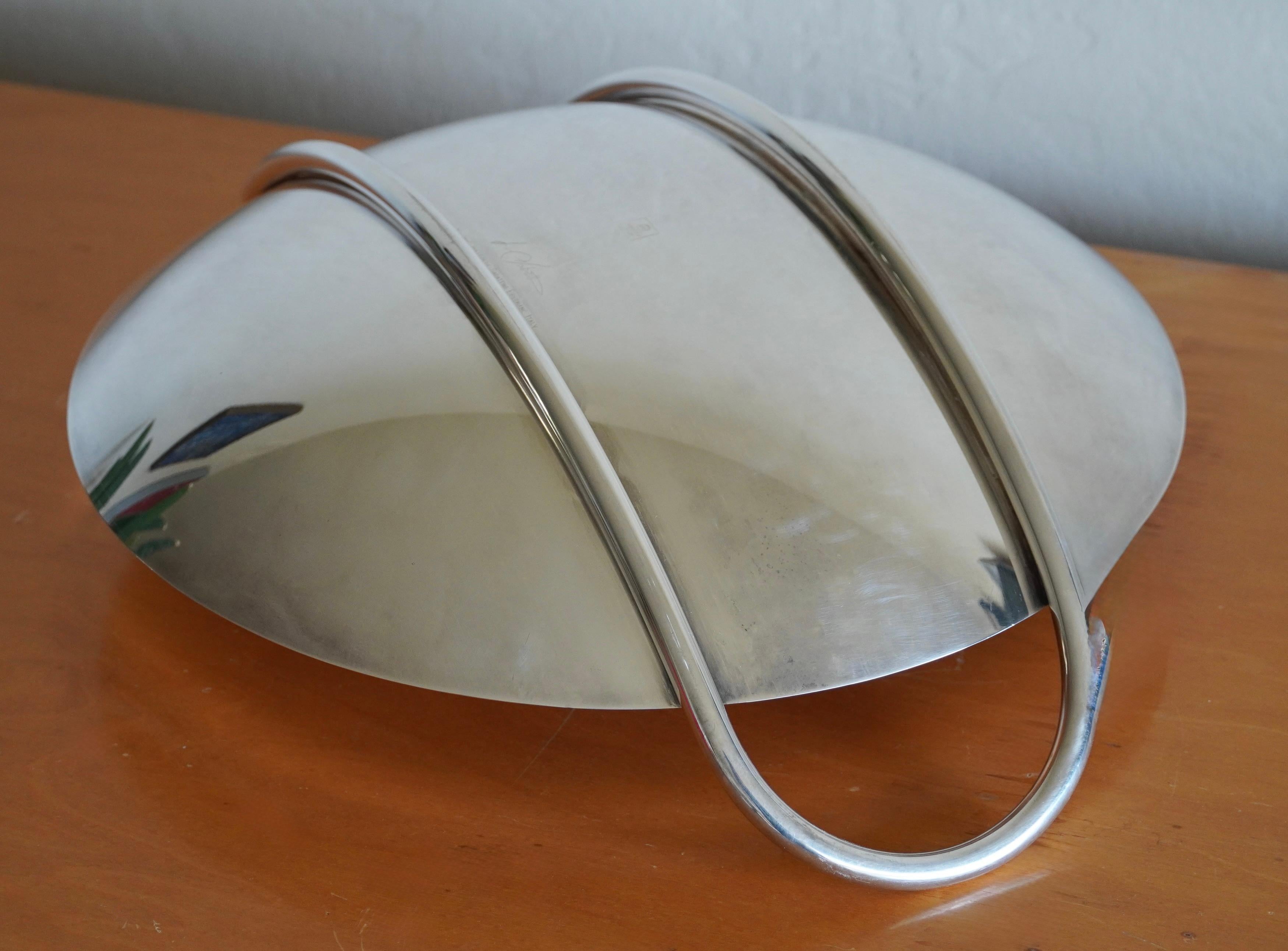 Lino Sabattini (1926-2016) Modernist Silverplate Fruit Bowl For Sale 2