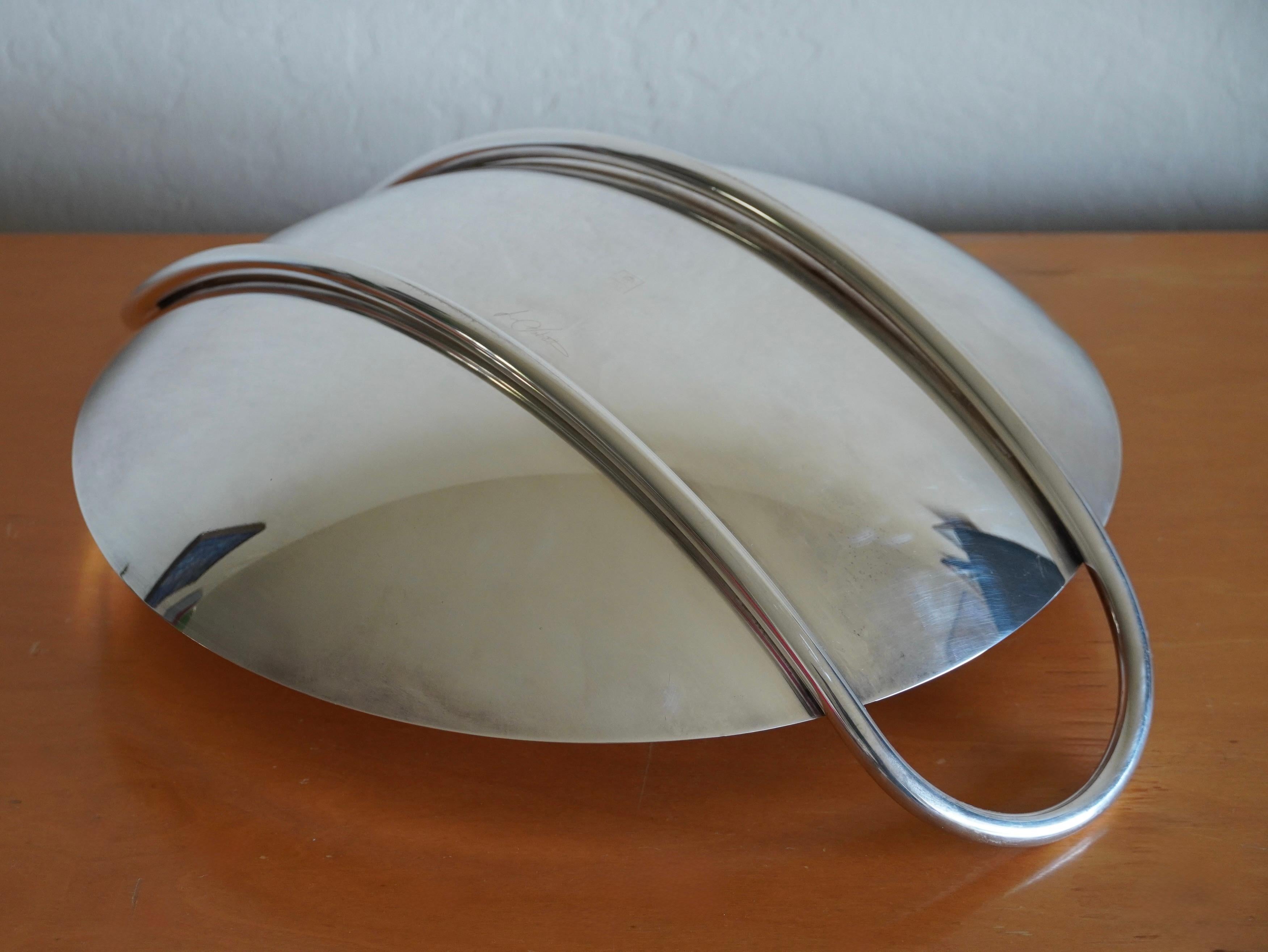Lino Sabattini (1926-2016) Modernist Silverplate Fruit Bowl For Sale 1