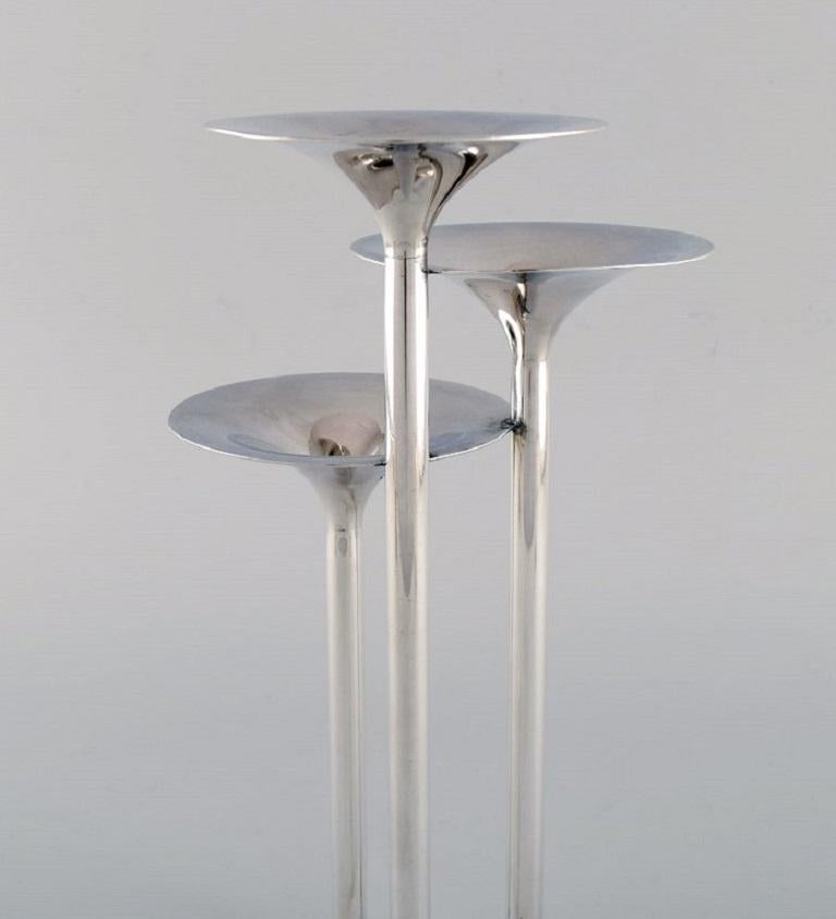 Silver Plate Lino Sabattini for Christofle, Modernist Three-Armed Vase