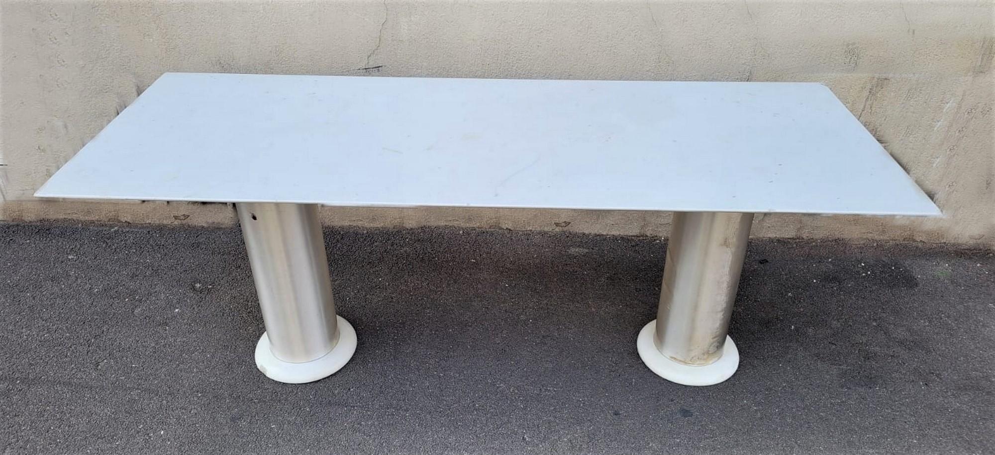 Lino Sabattini, Console in Marble and Brushed Aluminum, 20th Century In Good Condition In MARSEILLE, FR