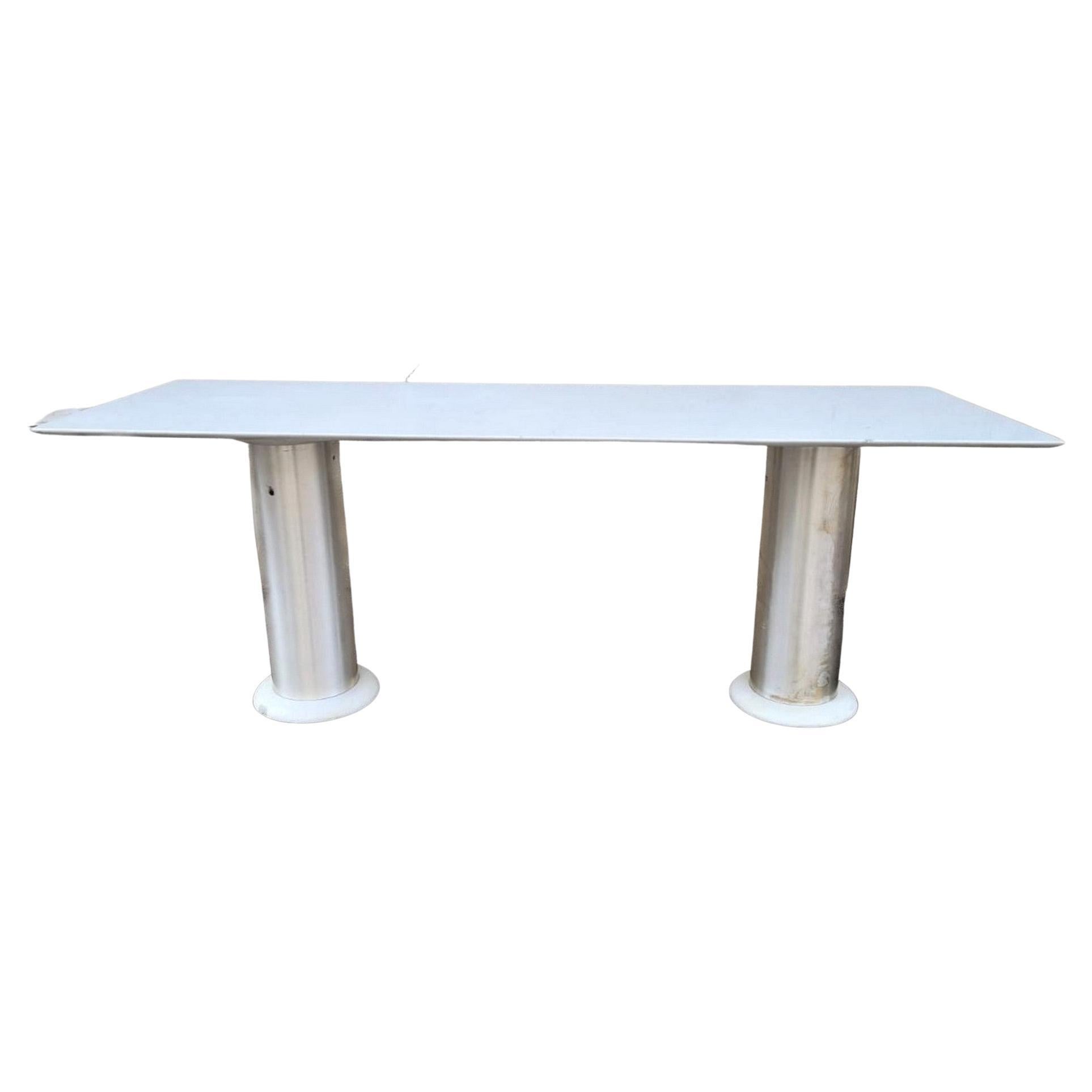 Lino Sabattini, Console in Marble and Brushed Aluminum, 20th Century