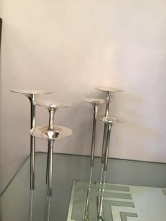 Lino Sabattini “Cristofle” Candle Holder Silver Metal 1957 Italy