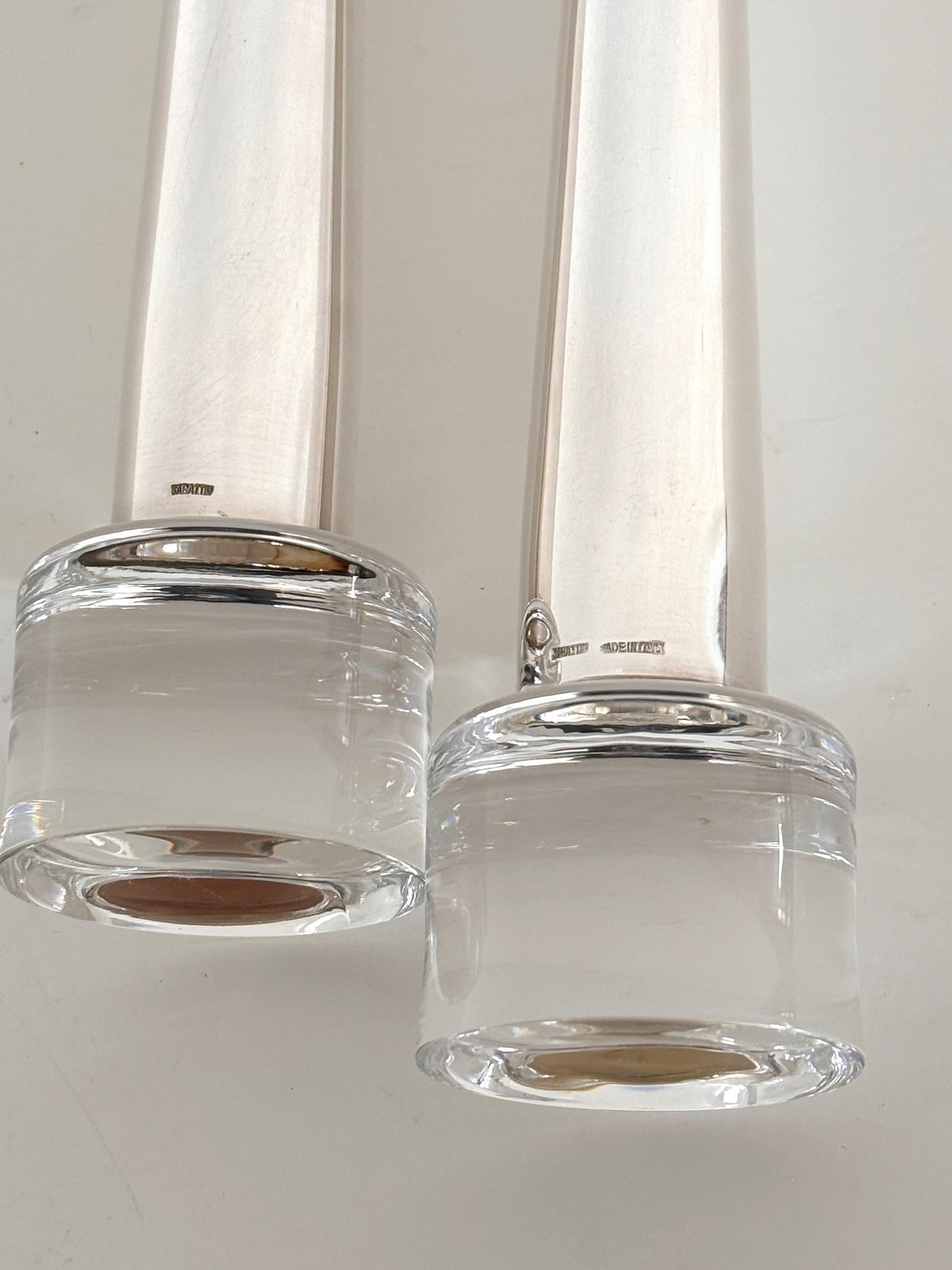 Vasi Solifleur in vetro e placcati in argento di Lino Sabattini, set di due esemplari in vendita 2
