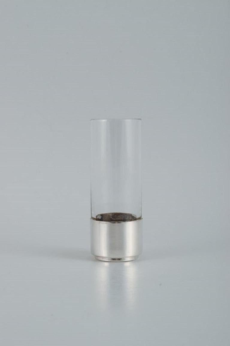 Lino Sabattini, Italian Silversmith, a Set of Nine Drinking Glasses In Excellent Condition In Copenhagen, DK