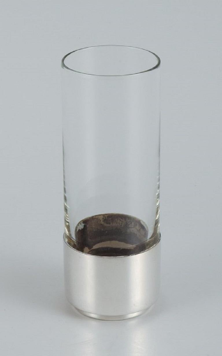 Late 20th Century Lino Sabattini, Italian Silversmith, a Set of Nine Drinking Glasses