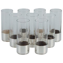 Lino Sabattini, Italian Silversmith, a Set of Nine Drinking Glasses