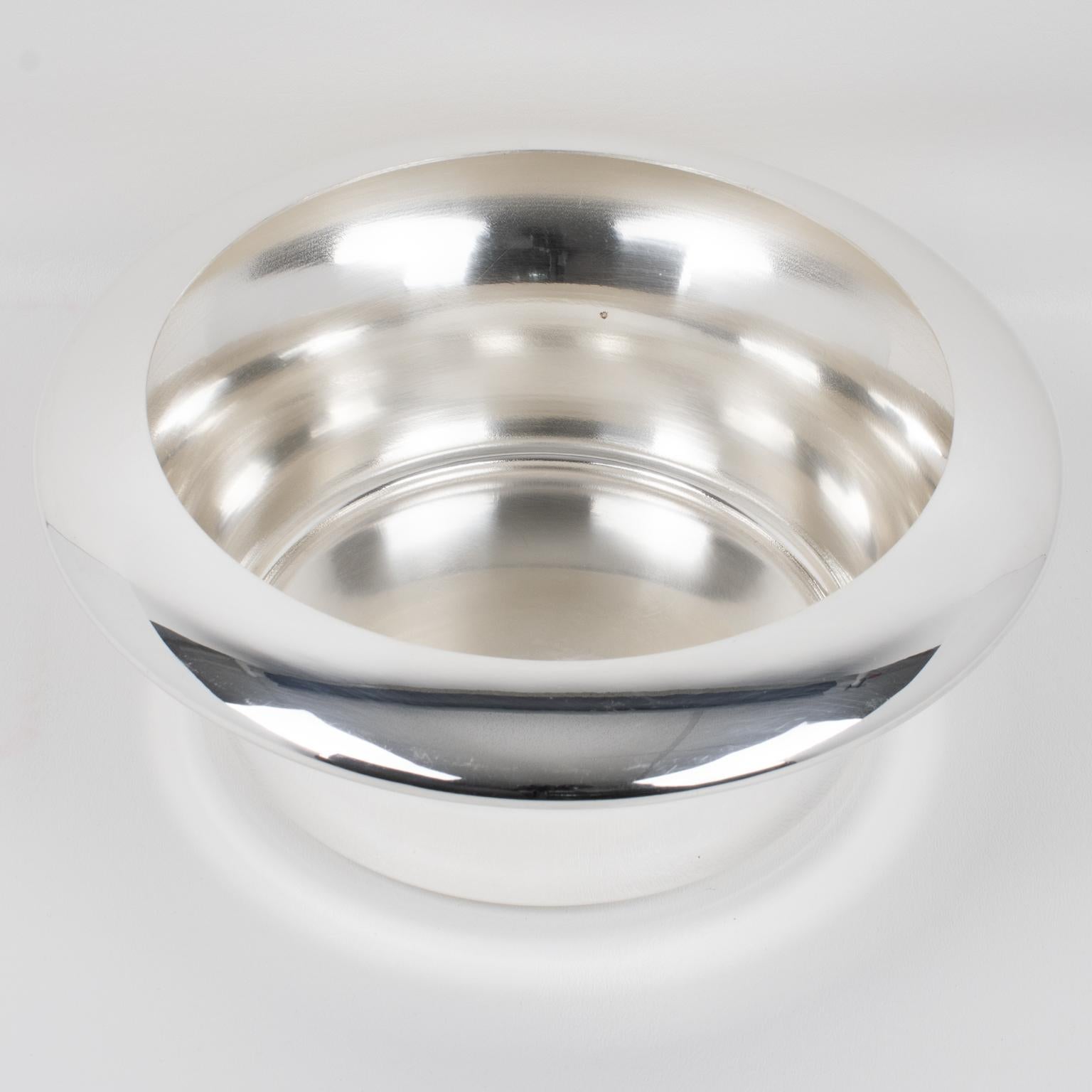 Late 20th Century Lino Sabattini Italy Silver Plate and Crystal Caviar Bowl Dish Server